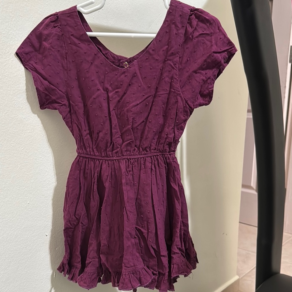 Purple Flutter Sleeve Ruffled Blouse